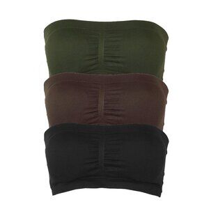 3pcs SET Strapless Bandeau Padded Tube Top Bra Stretch Non-slip
